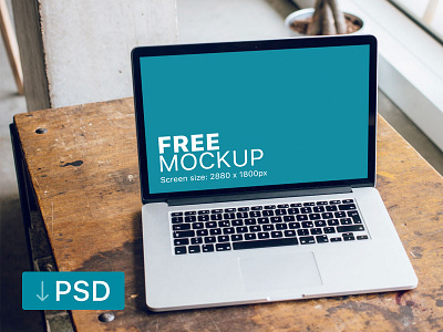 Free mockup: Macbook On Carpenter Desk