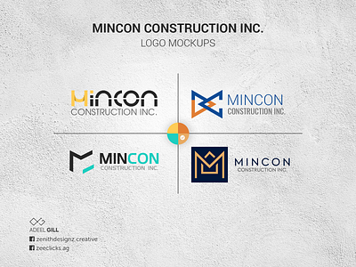 MINCON COSTRUCTION INC. LOGO MOCKUPS branding design icon illustration logo typography vector