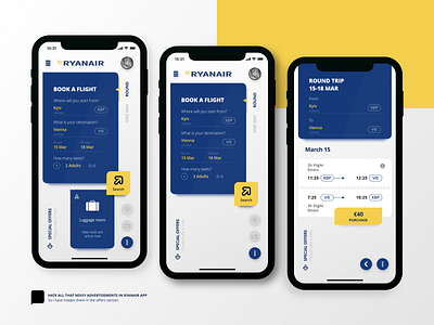 Ryanair Re Des app concept idea ios minimalistic mobile ryanair ui ux