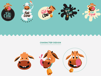 Character Design for Fat Cow Creamery character cow fat fun identity milk popsicle