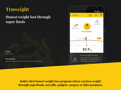 TruWeight App Design app management overweight webpage weight yellow
