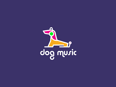 dog music adobe illustrator branding character design dog earphone fun happy illustration logo modern monoline music playful simple