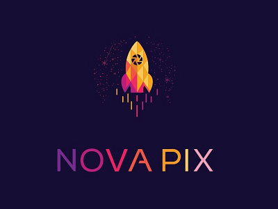 Nova pix Logo adobe aperture design elegant head illustrator logo photography portraits rocket shot stars