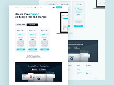 Record Time App Website | Pricing Page design minimal pricing redesign saas simple sketch ui uidesign ux web website