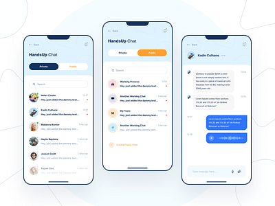 HandsUp App | Chat Feature Design app blue chat chat app chatting design message minimal public chat ui ux work