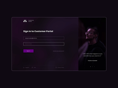 Sign In Page / Customer Portal customer customer service design landing page manage minimal page portal purple service sign in simple support ui ui ux uidesign uiux ux web