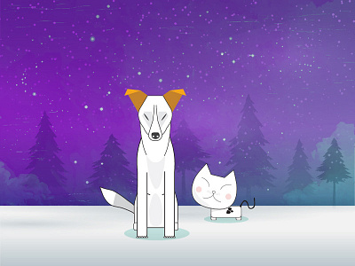 Vince And Kitzi cats ccatslovers december doglovers dogs illustration illustrator liran love pets viler winter