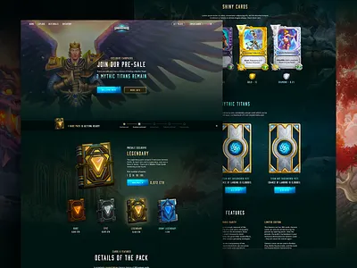 Gods Unchained - Purchase Page app blockchain game dark design ethereum game game design gaming gods unchained illustration landing page ui ux webdesign website