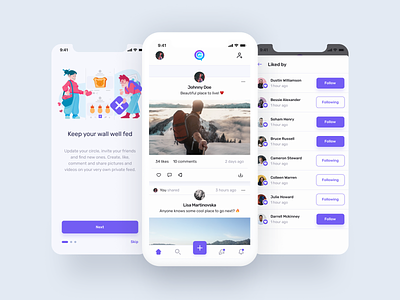 OnGraviti - Social Media Platform - 2.0 app design feed onboarding ongraviti purple simple social social app social media social network ui ux