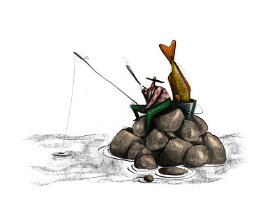Azorean Fishermen digital colors draw illustration pencil