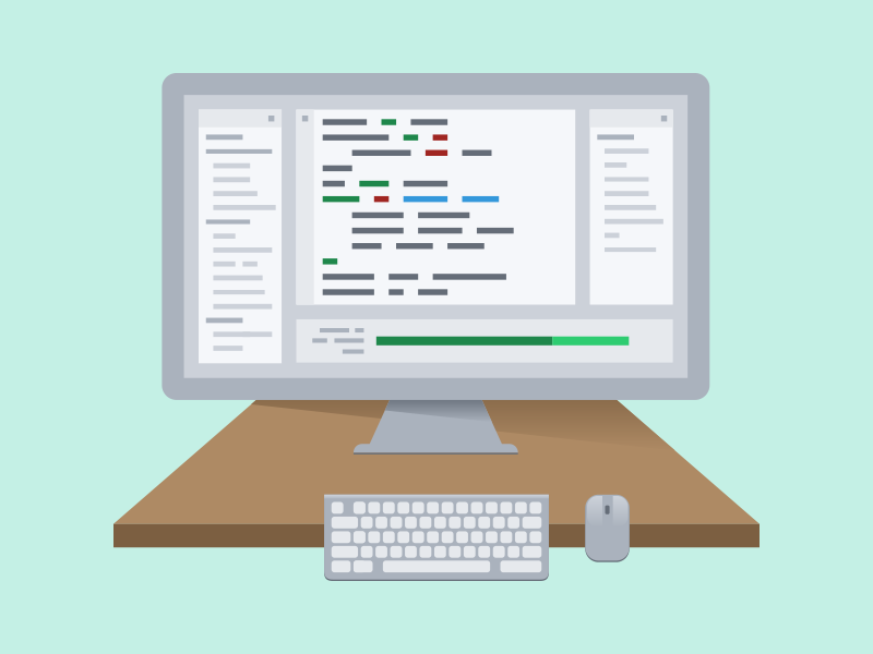Developers Desk desk computer developer programing ide flat