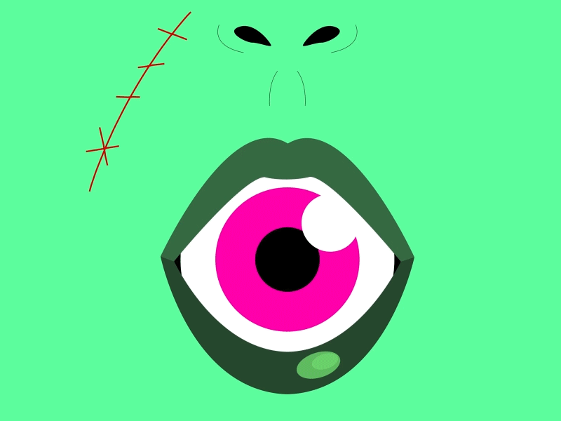 Scare eye green kittydelik psychedelic scare