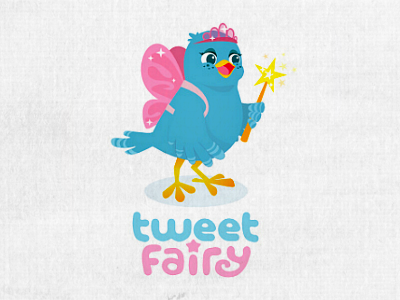 Tweet Fairy Logo bird character cute fairy girly illustration logo