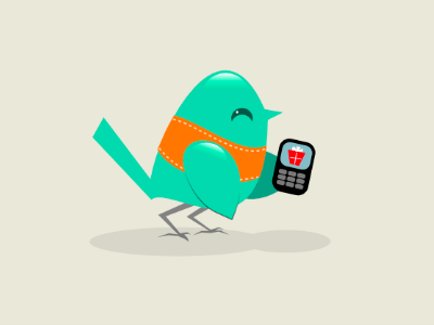 Text Gift Bird character icon illustration vector