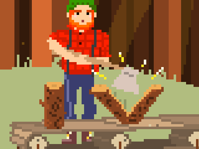 Caribou Bill game graphics lumberjack pixel
