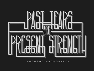 Past Tears are Present Strength art black and white george macdonald poster print quote typography