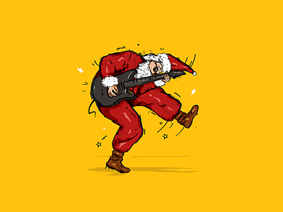 Rock and roll x-mas! Part 2 christmas claus colors drawing guitar illustration music rock roll santa