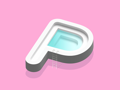 P for Pool 3d adobe illustrator graphic design lettering type typography vector