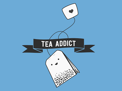Tea Addict caffeine creativeart design digitalart hope illustration kawaii love photoshop shirt design smile tea tea bag tea lover teal