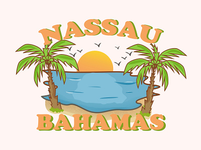 Nassau Bahamas bahamas creativeart design graphic design illustration island nassau palm tree photoshop shirt sunset
