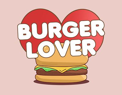Burger Lover burger burger lover design digitalart drawing fast food food happy heart illustration junk food logo love photoshop