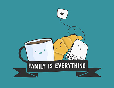 Family is everything bakery blue breakfast cafe coffee croissant cute digitalart food illustration illustrator imagine kawaii pastries pastryshop photoshop tea