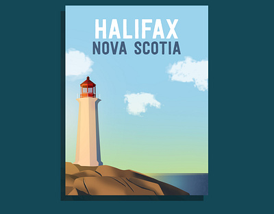 Halifax Nova Scotia beach canada creativeart design digitalart halifax nova scotia illustration lighthouse nova scotia photoshop poster illustration sunset