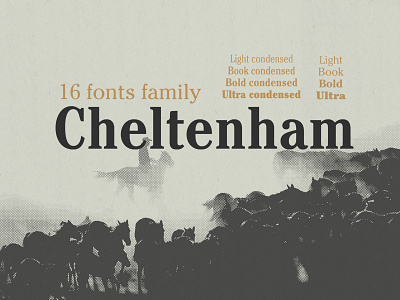Cheltenham - 16 family fonts american cigarettes cowboy decorative font horses illustration monotype police typeface