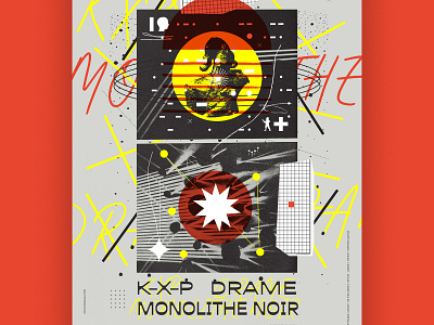 Gig poster for K-X-P + Monolithe Noir + Drame