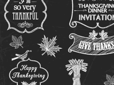 Chalk Drawn Thanksgiving Vector Pack chalk thanksgiving vector vector art vector pack
