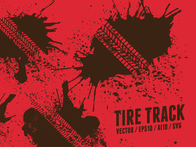Tire Track Set Vector red tire tire track tracks vector vector art
