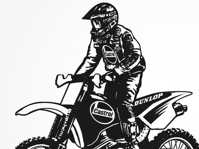 Motocross black and white castrol dirt bike dunlop motocross vector art