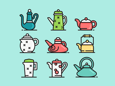 Teapot coffee drink hot icons kitchen pot tea teapot vecteezy vector art