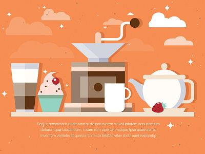 Coffee set breakfast coffee cupcake drink hot retro tea vecteezy vector art