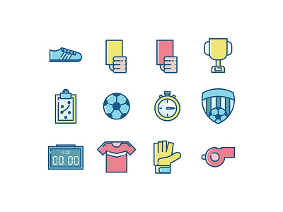 Soccer Icons ball football red card referee scoreboard soccer sport trophy uniform vecteezy vector art