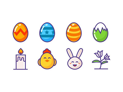 Easter Eggs bunny candle chicken easter egg eggs icons vecteezy