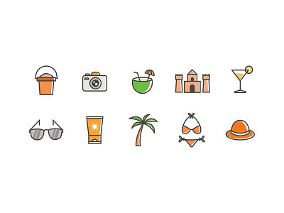 Beach Icons beach bikini drink holiday icons palm sea summer sun sunglasses vacation