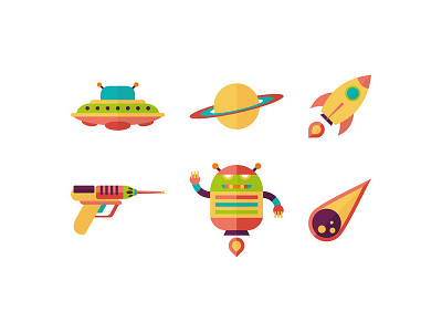 Futuristic Icons comet futuristic gun icon laser planet robot rocket space spaceship ufo