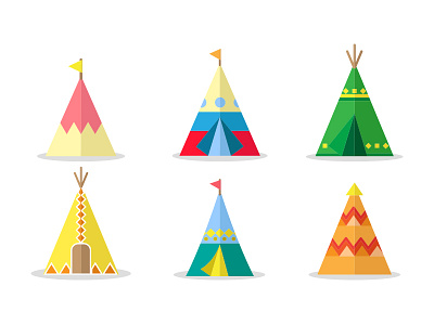 Tipi House Set house icons indian teepee tipi tradition traditional tribal