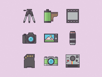 Photography Icons camera film memory card photo icons photography polaroid video