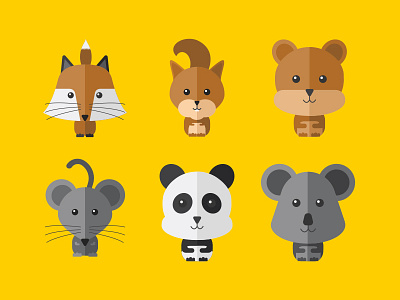 Cute Animals animals bear cute fox funny icons monkey mouse panda pet