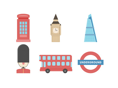 London Illustrations big ben booth britain bus clock london phone pound underground