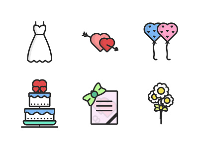 Wedding Icons baloon cake decoration flower heart icon icons invitation marriage wedding