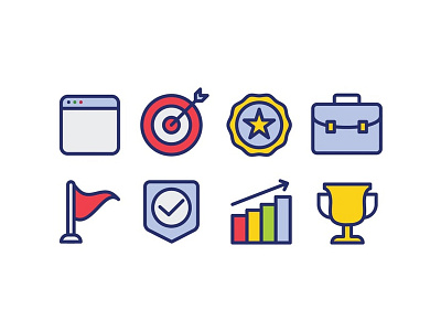 Business Icons business chart flag icons reward star suitcase target trophym
