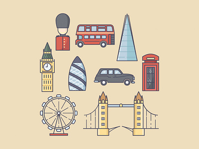 London big ben bridge britain bus clock guard icons london london eye phone booth taxi