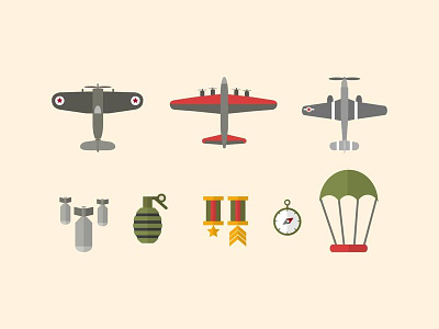 World War Icons aircraft battle bomb granade icons kamikaze military plane soldier troops war world