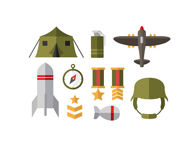 World War Icons aircraft bomb compass granade helmet icons military tent war world