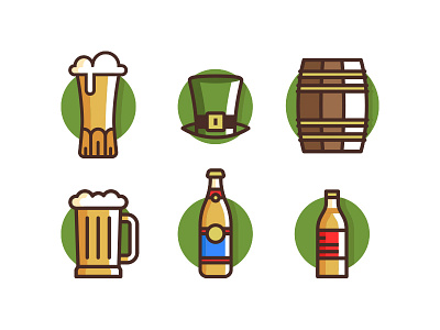 Beer Icons alkohol barrel beer bottle drink glass hat icons mug