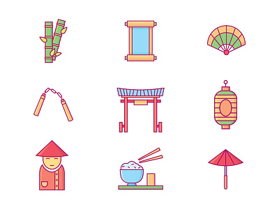 Chinese Icons asia asian bamboo china chinese chopsticks culture gate icon icons ritual temple