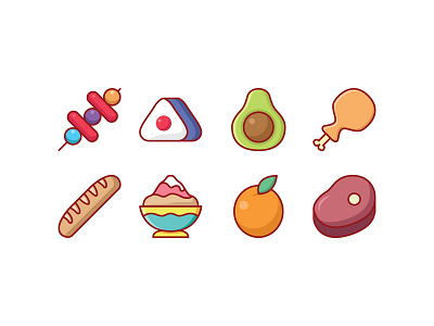 Food avocado beef bread chicken dessert food fruit icon meat orange